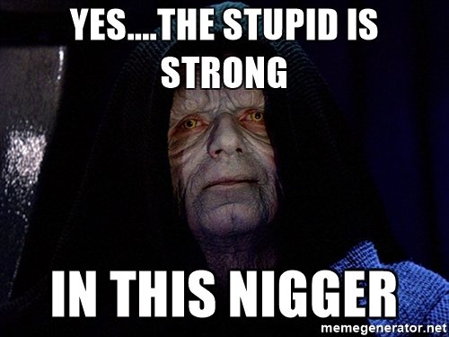 Name:  nig yesthe-stupid-is-strong-in-this-nigger.jpg
Views: 1363
Size:  32.7 KB